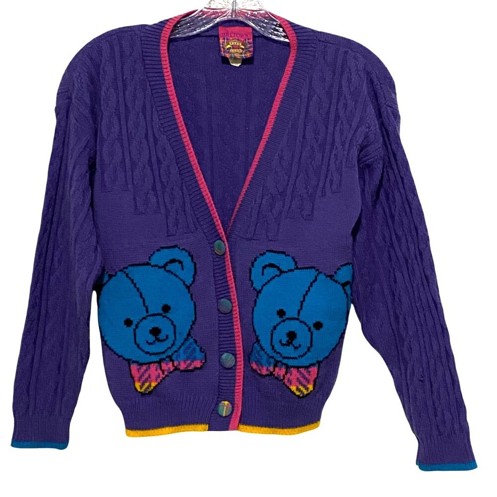 Vintage Girltown Prep Club Cardigan Sweater Girls 12 to‎ 14 Purple Candycore